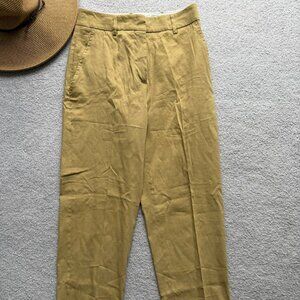 Women’s Seventy Venezia Olive Khaki Linen Blend Summer Cropped Pants Size IT 40